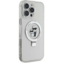 Karl Lagerfeld Ringstand Karl and Choupette Flip Cover i MagSafe za iPhone 16 Pro - prozirna
