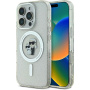 Karl Lagerfeld IML Glitter Karl and Choupette Glitter Cover s MagSafe za iPhone 16 Pro - srebrna