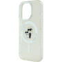 Karl Lagerfeld IML Glitter Karl and Choupette Glitter Cover s MagSafe za iPhone 16 Pro - srebrna