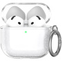 Prozirna svjetlucava torbica s karabinom za AirPods 4 / 5 - srebrna