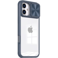 Maska s kliznim poklopcem za objektiv kamere za iPhone 16 Plus - tamnoplava