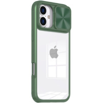 Maska s kliznim poklopcem leće kamere za iPhone 16 Plus - maslinasta
