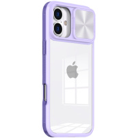 Maska s kliznim poklopcem leće kamere za iPhone 16 Plus - ljubičasta