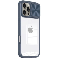 Maska s kliznim poklopcem za objektiv kamere za iPhone 16 Pro - tamno plava