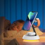 Wiwu W002 3-u-1 magnetski bežični stalak s pozadinskim osvjetljenjem za iPhone / Apple Watch / AirPods - 15W - bijeli