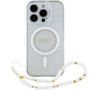 Guess IML Glitter Beads Strap Case s petljom i MagSafe za iPhone 16 Pro Max - srebrna