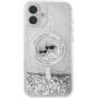 Karl Lagerfeld Liquid Glitter Karl and Choupette Heads Cover s MagSafe za iPhone 16 - srebrna