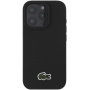 Lacoste Iconic Petit Pique Woven Logo Cover s MagSafe za iPhone 16 Pro - crna