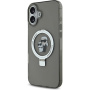 Karl Lagerfeld Ringstand Karl and Choupette flip cover i MagSafe za iPhone 16 Plus - sivi