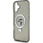 Karl Lagerfeld Ringstand Karl and Choupette flip cover i MagSafe za iPhone 16 Plus - sivi