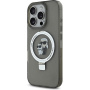 Karl Lagerfeld Ringstand Karl and Choupette Flip Cover i MagSafe za iPhone 16 Pro Max - siva