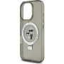 Karl Lagerfeld Ringstand Karl and Choupette Flip Cover i MagSafe za iPhone 16 Pro Max - siva