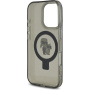 Karl Lagerfeld Ringstand Karl and Choupette Flip Cover i MagSafe za iPhone 16 Pro Max - siva