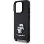Karl Lagerfeld Metalna maska Saffiano Crossbody Karl and Choupette s podesivim remenom za iPhone 16 Pro - crna