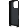 Karl Lagerfeld Metalna maska Saffiano Crossbody Karl and Choupette s podesivim remenom za iPhone 16 Pro - crna