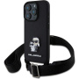 Karl Lagerfeld Metalna maska Saffiano Crossbody Karl and Choupette s podesivim remenom za iPhone 16 Pro Max - crna
