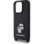 Karl Lagerfeld Metalna maska Saffiano Crossbody Karl and Choupette s podesivim remenom za iPhone 16 Pro Max - crna
