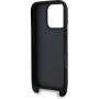 Karl Lagerfeld Metalna maska Saffiano Crossbody Karl and Choupette s podesivim remenom za iPhone 16 Pro Max - crna