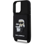 Karl Lagerfeld Saffiano Crossbody Karl and Choupette torbica s podesivim remenom za iPhone 16 - crna