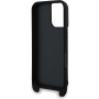 Karl Lagerfeld Saffiano Crossbody Karl and Choupette torbica s podesivim remenom za iPhone 16 - crna
