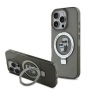 Karl Lagerfeld Ringstand Karl and Choupette Flip Cover i MagSafe za iPhone 16 Pro Max - siva