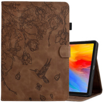 Futrola s utorima za kartice i cvjetnim motivom za iPad 10.9" (2022) / 11" (2025) - smeđa