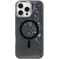 Maska s lebdećim šljokicama i MagSafe za iPhone 16 Pro Max - siva