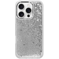 Maska sa lebdećim šljokicama za iPhone 16 Pro - srebrni