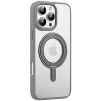 MUTURAL Mat maska s preklopnim postoljem i MagSafe za iPhone 16 Pro Max - siva