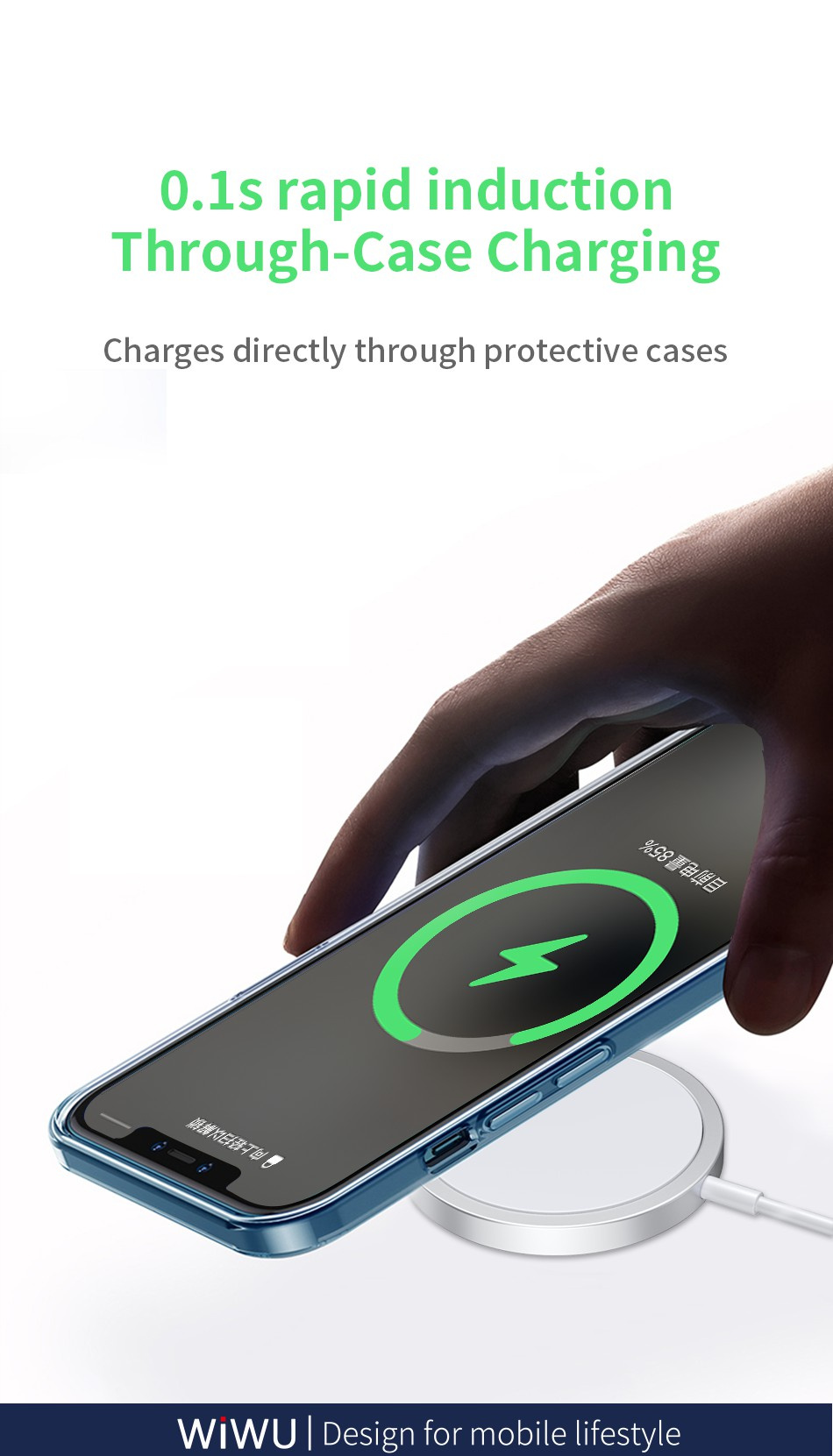 Wiwu W009 bežični MagSafe punjač za iPhone / AirPods - 15W - bijeli