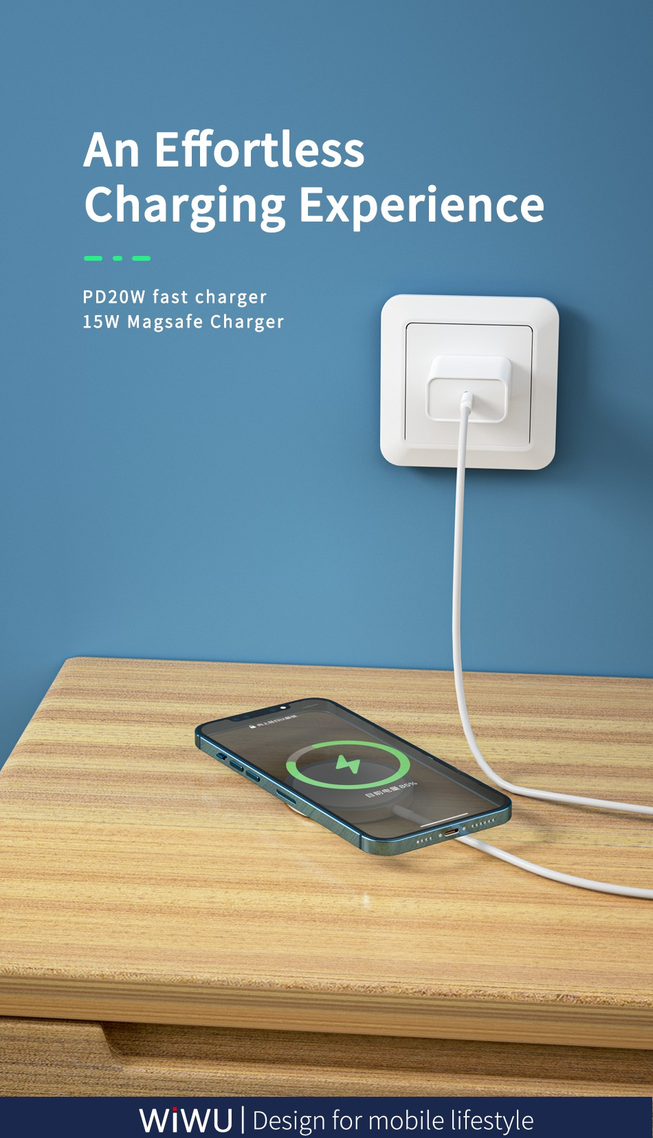 Wiwu W009 bežični MagSafe punjač za iPhone / AirPods - 15W - bijeli