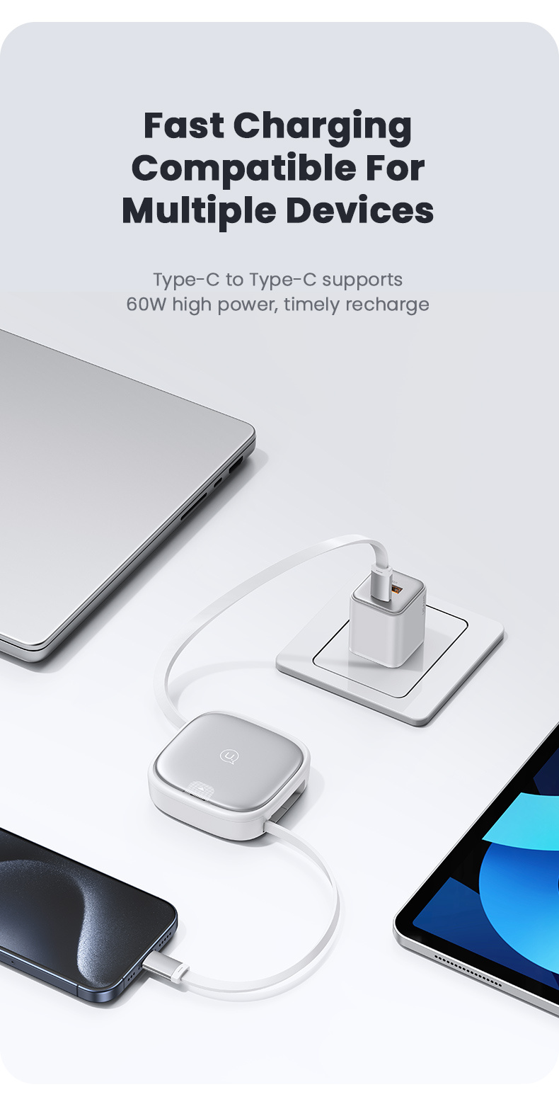 USAMS US-SJ650 set s uvlačivim USB-C kabelima, adapterima i iglom - crni