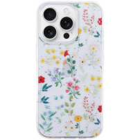 Svjetlucava prozirna maska za iPhone 15 Pro - rascvjetana livada