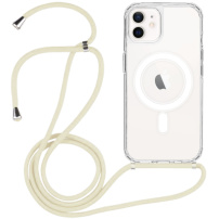 Prozirna maska sa vezom i MagSafe za iPhone 11 - krem