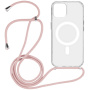 Prozirna maska sa vezom i MagSafe za iPhone 12 Pro Max - pink