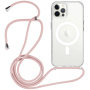 Prozirna maska sa vezom i MagSafe za iPhone 12 Pro Max - pink