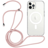 Prozirna maska sa vezom i MagSafe za iPhone 12 Pro Max - pink