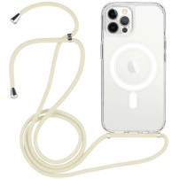 Prozirna maska sa vezom i MagSafe za iPhone 12 Pro Max - krem