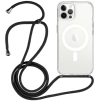 Prozirna maska sa vezom i MagSafe za iPhone 12 Pro Max - crna