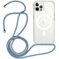 Prozirna maska sa vezom i MagSafe za iPhone 12 Pro Max - plava