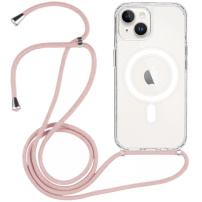 Prozirna maska sa vezom i MagSafe za iPhone 13 - roza