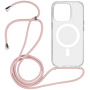 Prozirna maska sa vezom i MagSafe za iPhone 13 Pro - pink