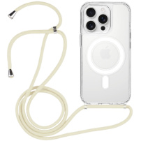 Prozirna maska sa vezom i MagSafe za iPhone 14 Pro Max - krem
