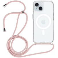 Prozirna maska sa vezom i MagSafe za iPhone 15 Plus - roza