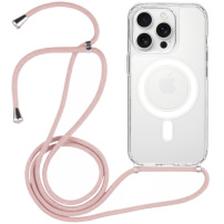 Prozirna maska sa vezom i MagSafe za iPhone 15 Pro - pink