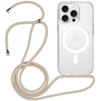 Prozirna maska sa vezom i MagSafe za iPhone 15 Pro Max - bež