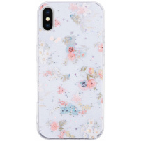 Svjetlucava prozirna maska za iPhone X / XS - cvjetići