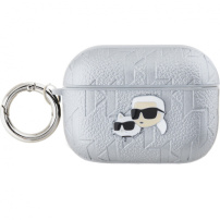 Karl Lagerfeld Embossed Karl and Choupette Heads futrola za AirPods Pro 2 (2022) - srebrna