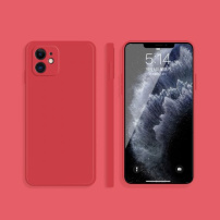 Silikonska zaštitna maskica s ravnim rubovima za iPhone 11 - crveni