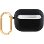 Guess Grained Classic Logo torbica s karabinerom za AirPods Pro - crna